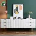 Wooden Cabinet White Marble TV Bench Storage Cabinet